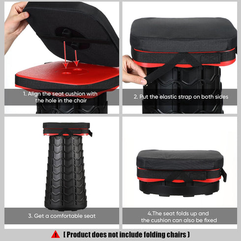 1 Pack Suzile Square Telescopic Stool Cushion (Exclude Chair) with Memory Foam Retractable Thickened Folding Stool