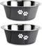 Stainless Steel Dog Bowls, Non-Slip Rubber Bottom, No Spill Proof Skid Bowls for Large, Medium, Small Dogs (Grey, 3.6