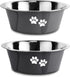 Stainless Steel Dog Bowls, Non-Slip Rubber Bottom, No Spill Proof Skid Bowls for Large, Medium, Small Dogs (Grey, 3.6