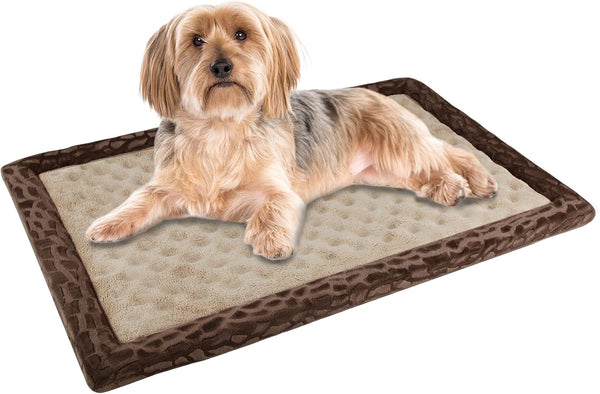 Dog Crate Pad, 24x17 inch Memory Foam Mat for Small Dog Cat, Washable Anti Slip Puppy Sleeping Bed, Brown