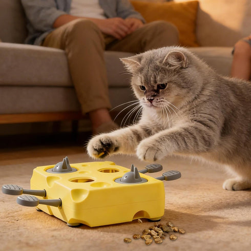 Generic Self Play Cat Toys - Non Slip Funny Cheese Food Dispenser,Interactive Cat Treat Dispenser Toy,for Indoor Kitten