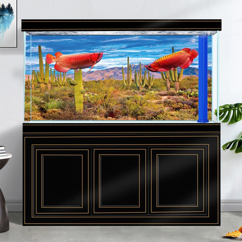 Reptile Habitat Background Rock Oasis Cactus Desert Terrarium Background 36x18in with 10 EVA Double-Sided Tape