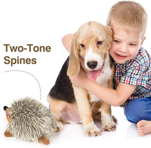 Pawaboo Plush Dog Toy, Non-Toxic Super Soft Faux-Fur Hedgehog Squeak Toy for Dog Puppy Training and Playing