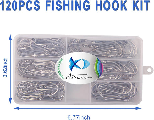 Saltwater Fishing Hooks Set, Stainless Steel O'Shaughnessy Forged Long Shank Hooks for Saltwater Freshwater
