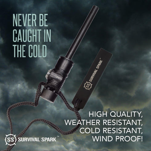 SharpSurvival Spark Fire Starter Kit, Magnesium Ferro Rod, Emergency Multitool for Camping, Hiking, Hunting