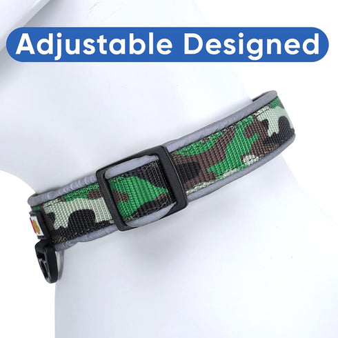 Pawtitas Camouflage Padded Reflective Puppy Training Collar - Medium/Large, Camo Green