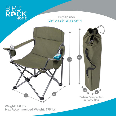 Internet's Best XL Padded Camping Folding Chair - Cooler Bag - Outdoor - Sports - Insulated Cup Holder - Heavy Duty