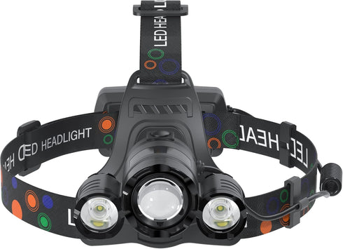 Headlamp Rechargeable 6000 Lumens Super Bright 4 Modes Head Lamp for Outdoor Camping, Hunting, Running, Waterproof