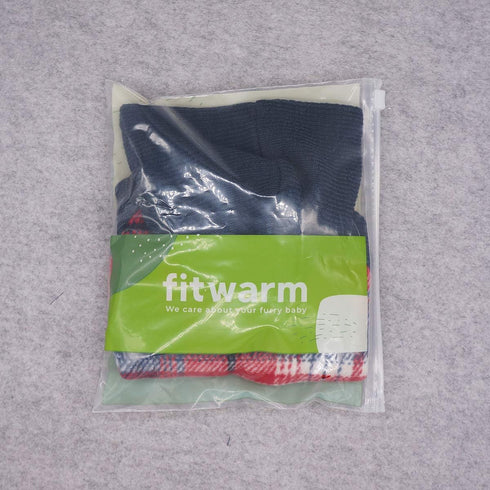 Fitwarm Tartan Plaid Dog Hoodie, Knitted Sweater for Small Dogs, Cat Fleece Lined Winter Outfit, Red & Navy Blue