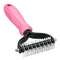 Undercoat Rake for Dogs, 2 Side Brush for Deshedding and Dematting, Professional Grooming Hair Tools for Pets, Pink