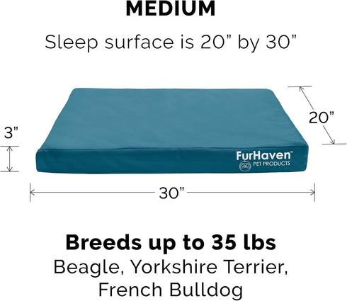 Furhaven Replacement Dog Bed Cover, Water-Resistant Oxford Polycanvas Mattress, Washable - Deep Lagoon, Medium
