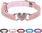 BINGPET Diamond Cat Collar, Adjustable Soft Velvet Leather Kitten Collar with Crystal Heart Charm, Pink