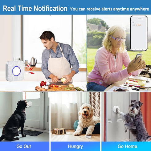 (1 2button) EverNary Dog Door Bell for Potty Training, WiFi Doggie Door Bell,Smart Wireless Doggy Doorbell with Phone