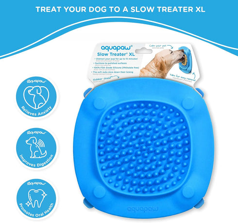 Aquapaw Lick Mat for Dogs, XL Blue with Suction Cups, Secure-Grip Slow Feeder Pad & Shower Lick Toy