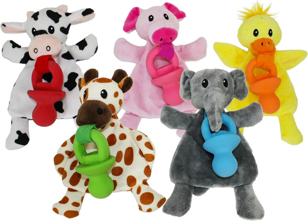 Generic Puppy Pacifier Plush Pal Dog Toy, Assorted Characters, Pack of 3