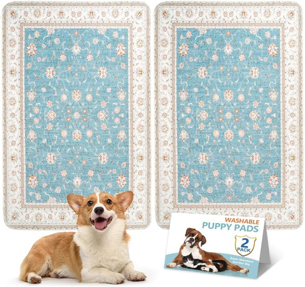 32"x48" 2 Pack Washable Pee Pads for Dogs, Rabbits & Hamsters -
