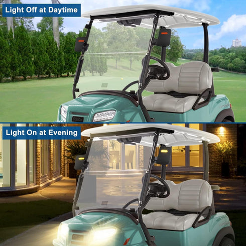Golf Cart Side Mirrors with Turn Signal Light - Rear View Mirrors for Club Car EZGO Yamaha