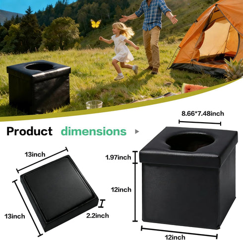 Tfulad 4-in-1 Setup, Outdoor Foldable Portable Toilet with Lid - Instant Waterproof, Odor-Proof, Emergency Camping