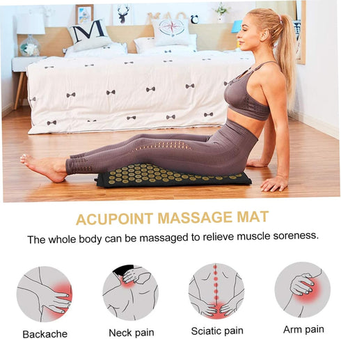 2pcs Set Acupressure Massage Pillow and Yoga Mat Portable Relaxation Accessories with Carry Bag for Stress Relief