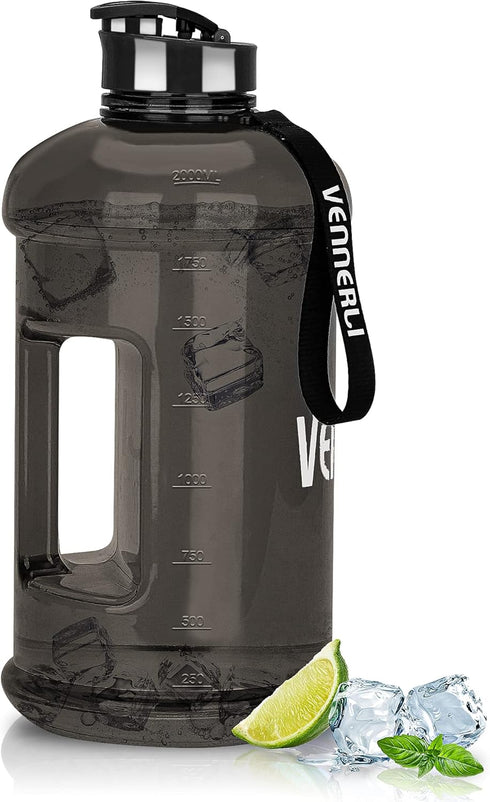 VENNERLI Half Gallon Water Bottle 2.2L - Large Sports Water Bottle with Handle, 74oz BPA-free Reusable Plastic