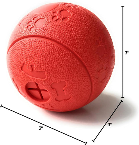 Interactive Treat Dispensing Toy Ball Puzzle for Dogs - Intelligence Training to Reduce Separation Anxiety, Red