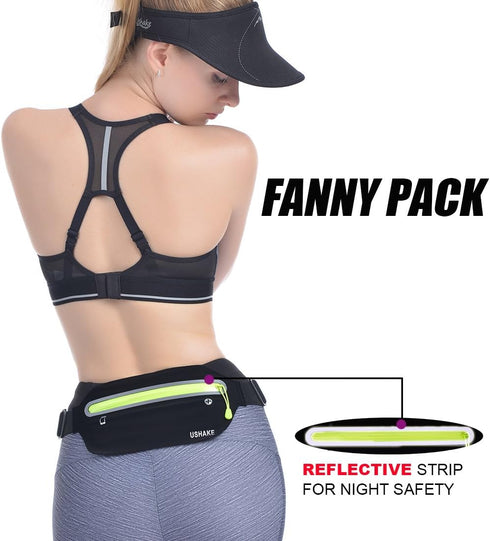 USHAKE Slim Running Belt, Ultra Light Bounce Free Waist Pouch, Fitness Workout Belt for iPhone Samsung