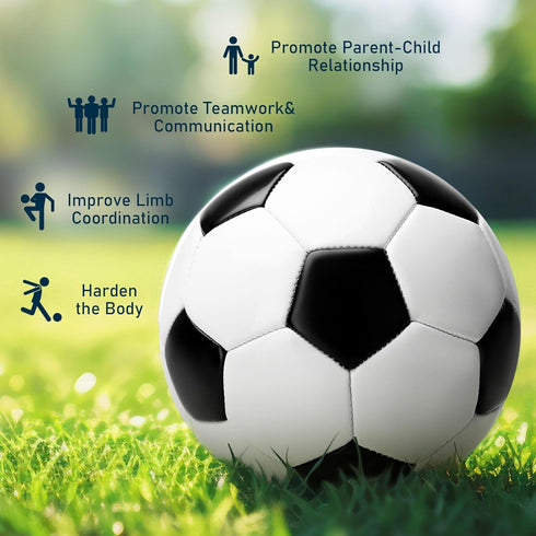 2/3/4/5 1 2 3 Pack Soccer Ball Size with Pump & Bag, Deflated Ball - or - Classic Black & White - Durable Soccer Ball