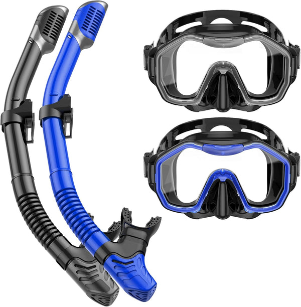 Kwambiri Snorkeling Gear for Adults Kids, Dry-Top Snorkel Set, 180Panoramic Wide View Diving