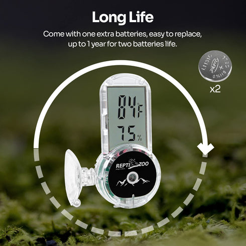 REPTI ZOO Upgraded Digital Reptile Thermometer Hygrometer, Pet Temperature and Humidity Gauge