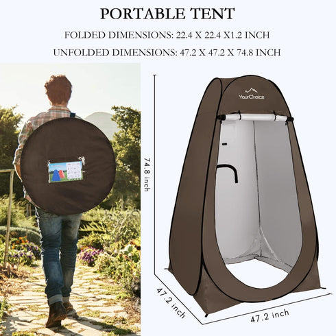 Your Choice Privacy Tent, Pop Up Shower Changing Toilet Tent, Portable Camping Shelter, 6.2 FT Tall