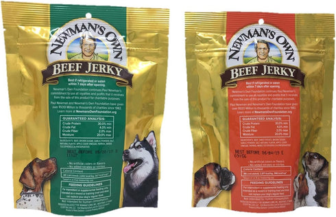 Newman's Own Beef Jerky Treats for Dogs, Bundle of 2 Flavors, 5oz each, Original and Beef & Sweet Potato