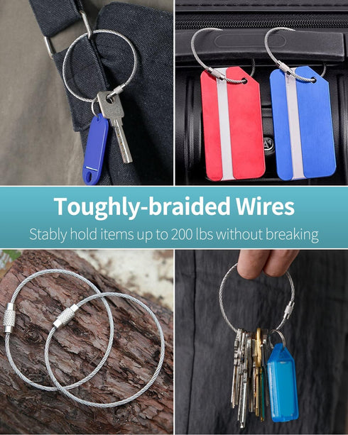 Pawfly 6 Inch Wire Keychain Cable Large Stainless Steel Key Ring Loop for Outdoor Hiking