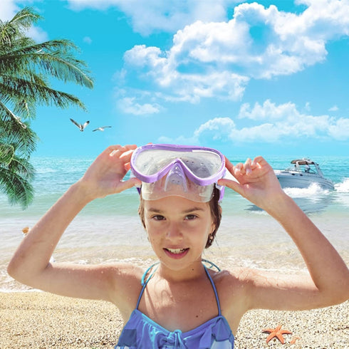 Kids Snorkel Set, Anti-Fog Diving Mask Swim Goggles and Dry Snorkel for Youth Boys Girls Age 4-14