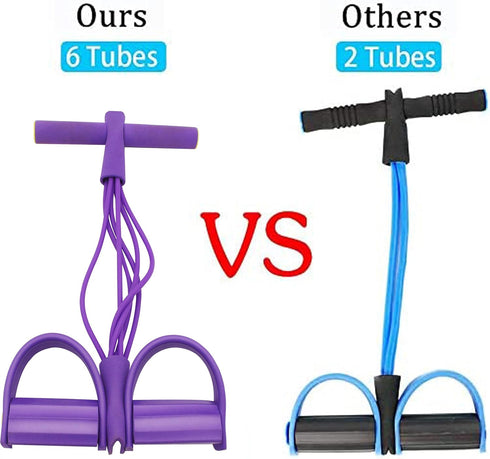 Multi-Function Resistance Band & Pedal Puller, 6-Tube Elastic Yoga Band for Abdomen/Waist/Arm/Leg Training