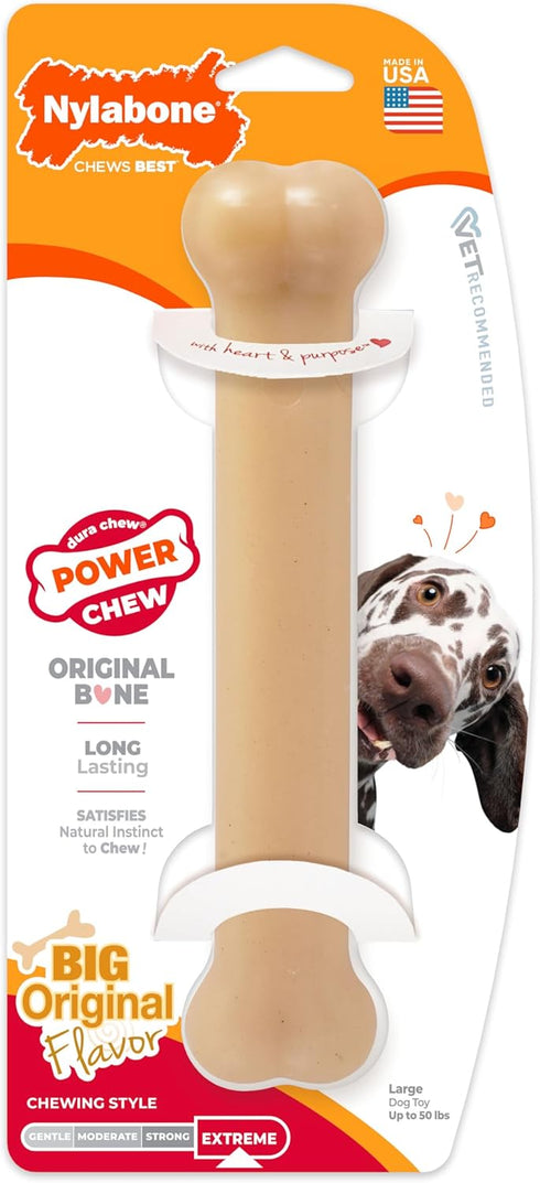 Nylabone Original Bone Power Chew Toy for Dogs, Large, Durable & Tough for Aggressive Chewers