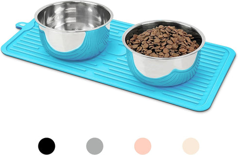 Ptlom Dog Food Mat, Anti-Slip Waterproof Feeding Mat for Dogs and Cats, Prevent Messy Spills