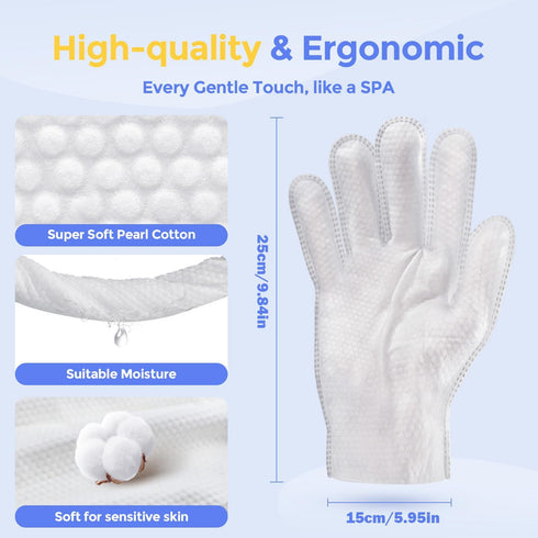 Hypoallergenic Pet Cleaning Glove Wipes for Dogs & Cats, Disposable No-Rinse Grooming Wipes, 6 Pcs for Daily Care