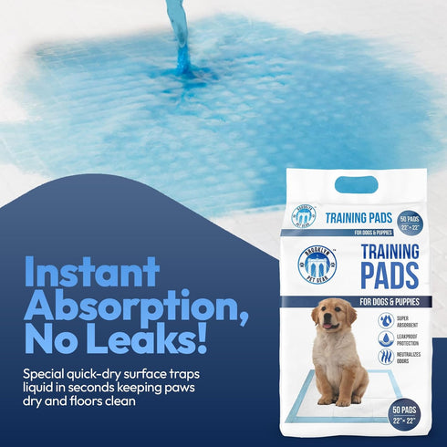 Brooklyn Pet Gear 22"x22" 50 Count Training Pads for Dogs & Puppies, Super Absorbent, Leak-Proof Protection