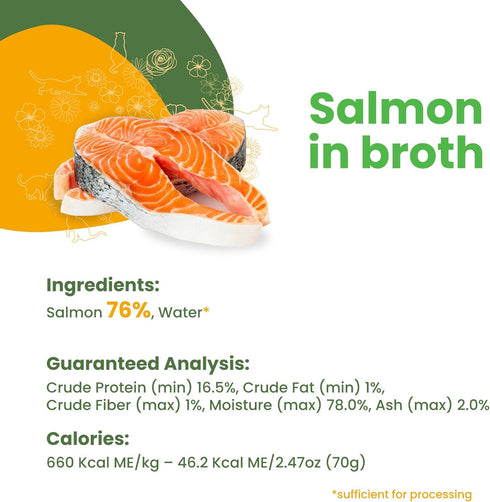 almo nature HQS Natural Salmon in Broth - Grain Free Wet Canned Cat Food - 24 Pack of 2.47 oz/70g cans