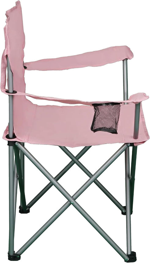Generic Quad Folding Camp Chair with Cup Holder, Coral,Easy Portability