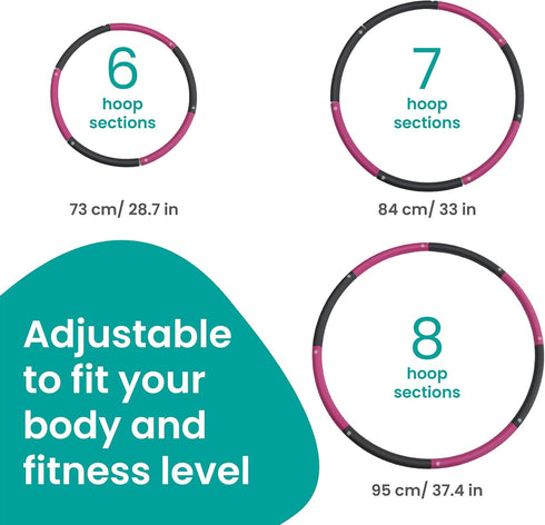 Weighted Hula Hoop for Adults - Adjustable Soft Fitness Hoola Hoop for Core and Leg Exercise, Fun Indoor and Outdoor