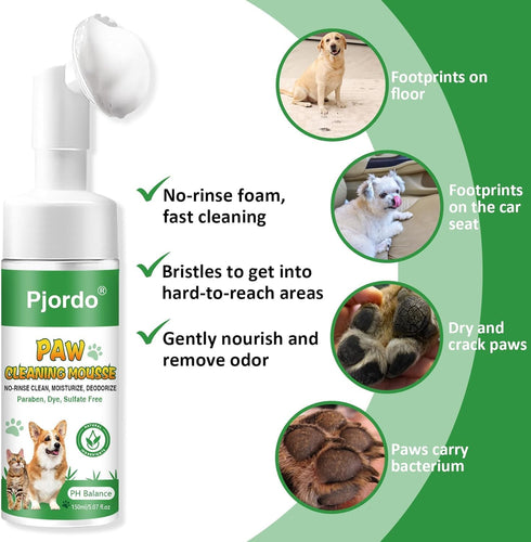 Dog Paw Cleaner - No-Rinse Pet Paw Cleanser for All Breeds, Dog Paw Balm for Dry Cracked Paws, Paw Protector Kit