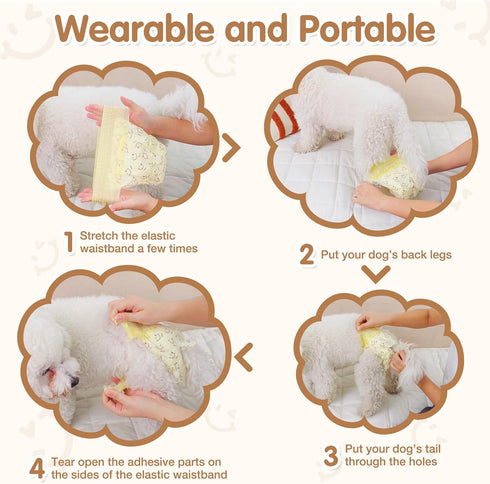 FurVeluxia 360 Gaming(XS,30PCS) Dog Diapers Female, Pull It Up Disposable Puppy Diapers with Stretchy Waist, Super