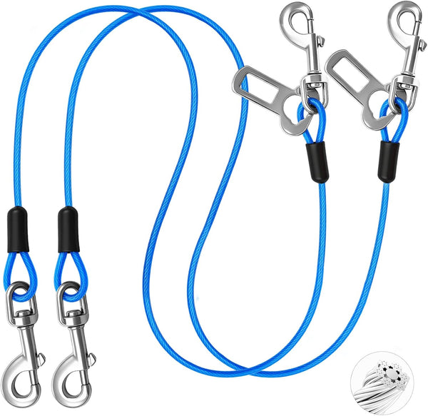 Dog Car Safety Harness,32 Inch/80 cm Double Clips Seatbelt Dog LeashNo Chew