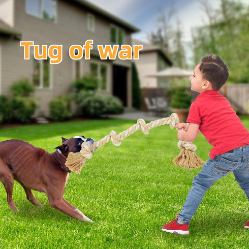 Bmag Heavy Duty Dog Rope Toys for Aggressive Chewers, Indestructible Natural Cotton Rope with 5 Knots