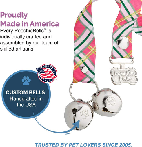 Handcrafted Dog Doorbell for Potty Training, Doggie-Safe USA-Made, Spring Fling Plaid