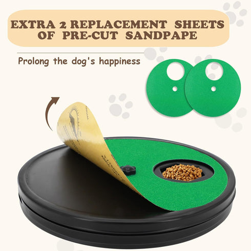 3 in 1 Rotatable Round Dog Nail Scratch Board with Treats Compartment, Stress-Free Scratch Pad for Dogs (Green)