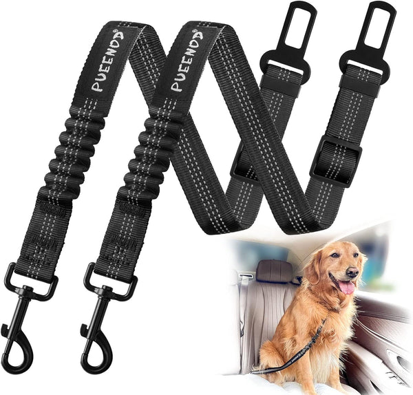 PUEENOD 2 Pack Dog Seat Belt Adjustable Dog Car Seatbelts for Vehicle Nylon