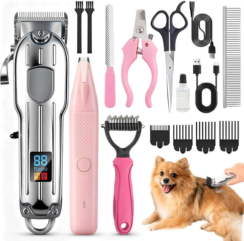 Dog Grooming Kit with Dog Clippers Rechargeable Wireless Grooming Clippers, Pet Trimmer
