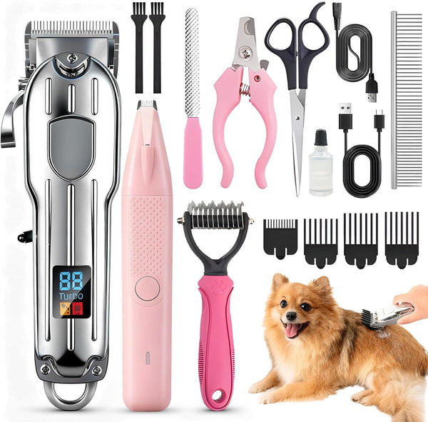 Dog Grooming Kit with Dog Clippers Rechargeable Wireless Grooming Clippers, Pet Trimmer